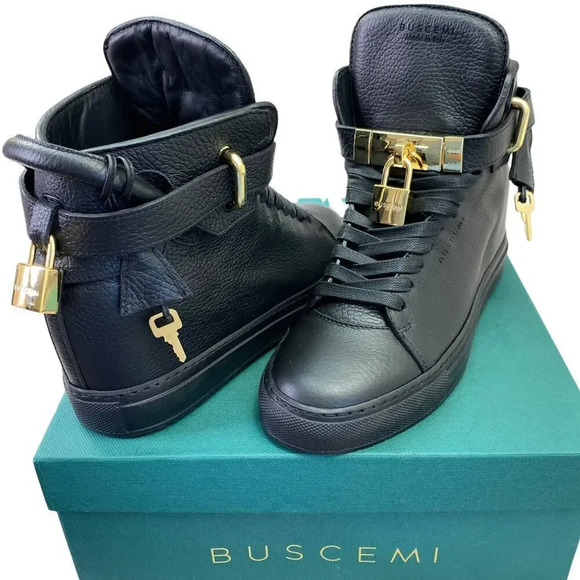 Buscemi Black Leather High-Top Sneakers - Picture 1 of 16